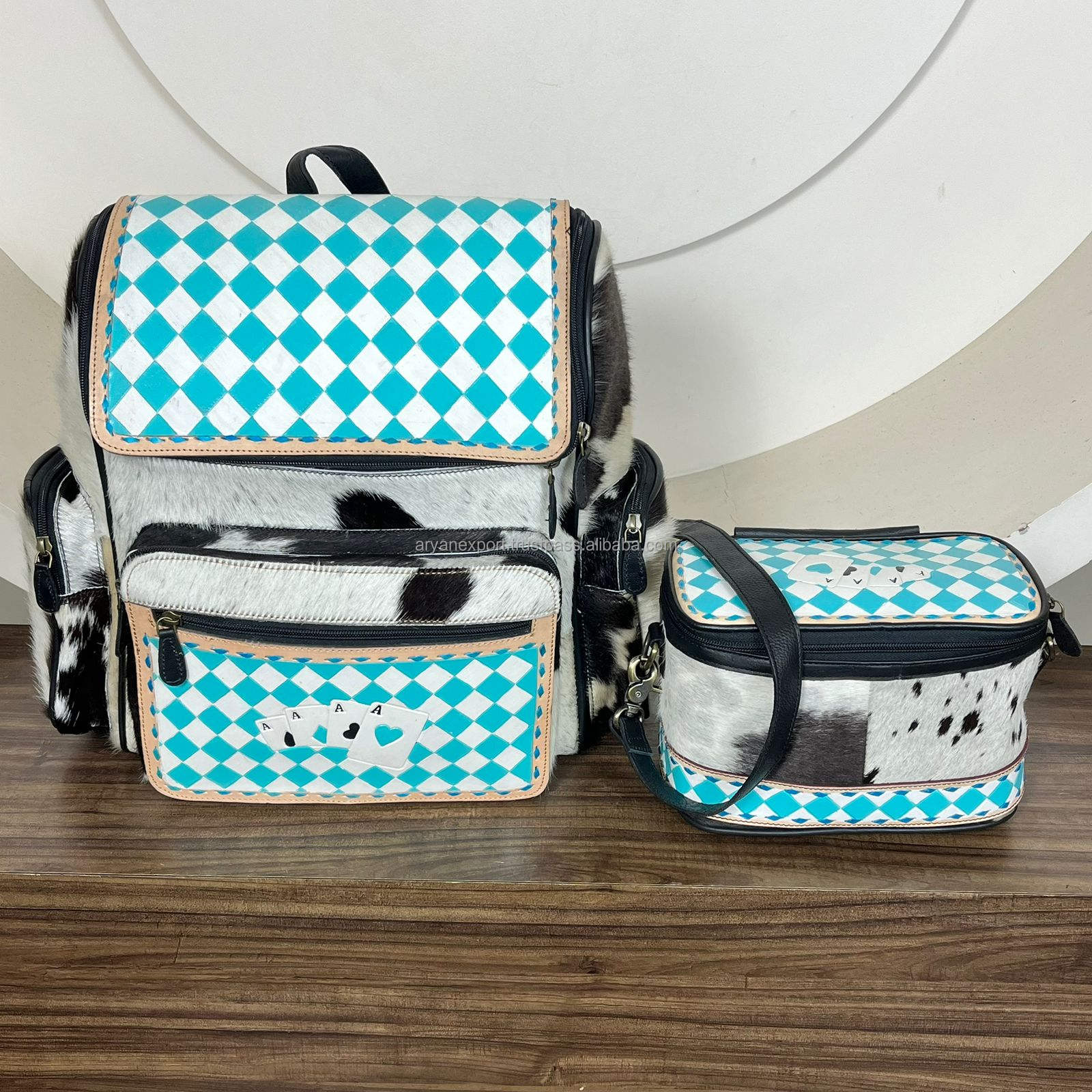 Turquoise & White Checkered