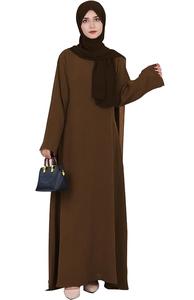 Abaya longue de couleur marron uni, de qualité supérieure, pour femmes musulmanes, robe décontractée, abaya de Dubaï, vêtements traditionnels arabes, vêtements islamiques - Product Image 2