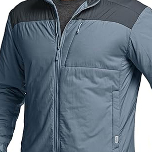 Blouson d'hiver slim bleu pour homme, imperméable, coupe-vent, fermeture éclair frontale, couleur unie, coupe régulière, en polyester, col montant - Product Image 4