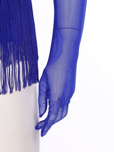 Body da Donna con Aperture e Frange, Set con Guanti <span class=keywords><strong>per</strong></span> <span class=keywords><strong>Danza</strong></span> Latina, Cha-Cha, Tango, Competizioni di Ballo e Spettacoli - Product Image 4