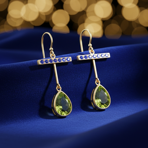 Pear Cut Green Hydro Earrings with Blue CZ 925 <b>Sterling</b> <b>Silver</b> 18K Gold Plated Designer Statement Earrings Women Jewelry - Product Image 5