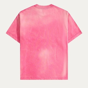 Camiseta Oversize de Algodón Rojo Tie-Dye para Hombre, Estilo Casual de Verano, Manga Corta, Teñido Liso, Sin Cuello, Estilo Urbano - Product Image 2