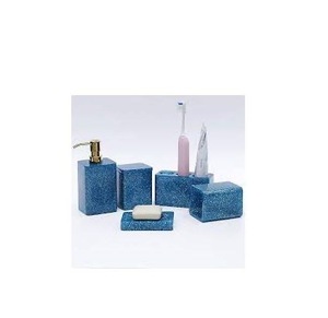 Juego de Baño Redondo Portátil Moderno de Tres Piezas de Resina Acrílica Azul Cielo de Lujo de ILAHI con Diseño Floral Uttar Pradesh - Product Image 3