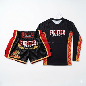 Pantalones Cortos de Muay Thai de Marca Privada, Camisetas Sublimadas Personalizadas OEM, Pantalones Cortos de Boxeo y Kickboxing de Satén, Venta al Por Mayor de Fábrica - Product Image 3
