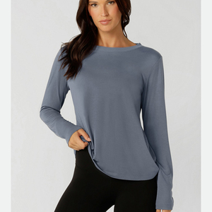 T-shirt à manches longues sans couture pour femme de haute qualité, impression personnalisée, respirant, vêtements de sport décontractés - Product Image 6