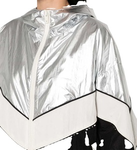 Windbreaker Jacket Men Fashion Custom Nylon Zip up Coat Black White Silver Tone Windproof Waterproof Custom Anorak Jacket - Product Image 2