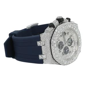 Diamond Tester Pass Custom Hip Hop Moissanite Luxury <b>Mens</b> Automatic <b>Blue</b> Rubber Belt Wrist <b>Watch</b> With VVS Clarity - Product Image 2