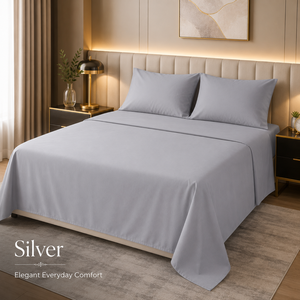 <b>Silver</b> Mist 300 TC Pure Cotton Solid Bedsheet for Luxury Bedroom Decor, Hotels, Resorts & Properties Available at Factory Price - Product Image 5