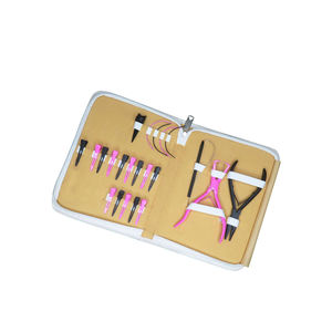 Kit d'outils pour extensions capillaires : pinces métalliques et plastiques, ensemble d'installation et de retrait, étanche, rose et noir, pour micro-liens et extensions cousues à la main, durable - Product Image 3
