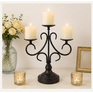 Wholesale 3 Arm Iron <b>Candelabra</b> Matte <b>Black</b> Candle Holder Table Centerpiece Metal Candlestick for Wedding Event Decor Supplies - Product Image 4