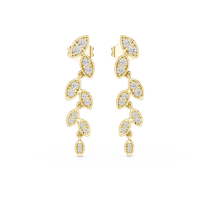 Pendientes de Diamantes Cultivados en Laboratorio PETAL DRIFT, Engastados en Oro Amarillo de 9 Quilates, para Mujer, Ideales para Compromiso, Boda, San Valentín, Eventos, Uso Diario - Product Image 1