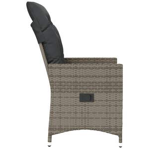 Chaise de jardin inclinable en rotin PE gris avec structure en acier thermolaqué et polyester, mobilier d'extérieur durable - Product Image 5
