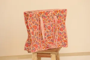 Sac fourre-tout authentique en coton matelassé à imprimé floral, fermeture éclair, sac à bandoulière, sac de shopping pour femmes - Product Image 3