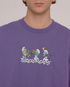 T-shirt violet surdimensionné à imprimé dessin animé pour homme, décontracté, à manches courtes, col rond, en jersey de coton - Product Image 3