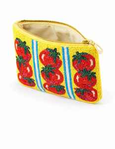 Porte-monnaie en perles fait main motif tomate pour femme, mini portefeuille de créateur, pochette mignonne à motif fruit, sac à main tendance avec chaîne de poignet pour femme - Product Image 1