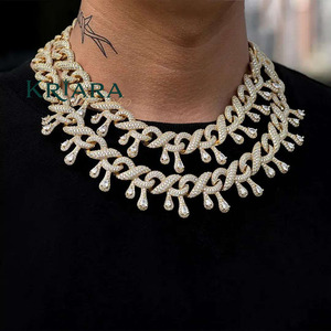 Luxury 10K Gold Plated <b>Statement</b> <b>Necklace</b> with Lab Grown Crystal Rhinestone Link Chain Unisex Wedding & Party - Product Image 4