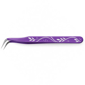 Pince à épiler de précision en acier inoxydable, motif floral violet, pointe lisse - Product Image 6