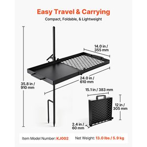 Parrilla Giratoria Resistente de 24 Pulgadas para Fogatas, Plancha de Acero Portátil para Barbacoa con Ajuste de Altura de 360 Grados - Product Image 2