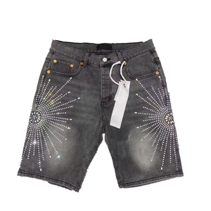 Shorts de Mezclilla Personalizados para Mujer, Cintura Alta, Diseño de Puntos con Lentejuelas, Lavado Desgastado, Estilo Casual de Verano - Product Image 3