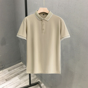 Oem Customized logo Design Fashion New <b>Half</b> Sleeve Top Trend Men's Striped Embroidery Reverse Collar Polo <b>Shirt</b> - Product Image 3