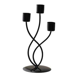 Porte-bougie double en métal sculptural moderne, support minimaliste en fer noir pour bougies coniques, pour table ou cheminée - Product Image 3