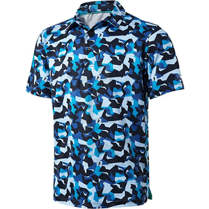 เสื้อโปโลแขนสั้นผู้ชาย สีน้ำเงิน ลายพิมพ์นามธรรม สวมใส่สบาย ระบายอากาศได้ดี ผลิตจากผ้าโพลีเอสเตอร์ - Product Image 6