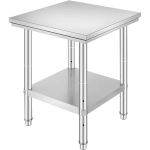 Tavolo da Preparazione Resistente 24 X 24 X 31 Pollici, Capacità di Carico 700 Libbre, 3 Livelli di Altezza Regolabili, in Acciaio per Cucine Commerciali - Product Image 2
