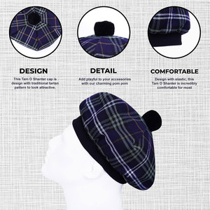 Gorro de Lana Personalizado Estilo Tam o' Shanter con Pompón, Diseño Tartán Clan Cassidy, Venta al Por Mayor - Product Image 3