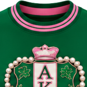 Pull-over en maille côtelée vert pour femme, avec motif graphique en lettres chenille, col rond, manches longues, style décontracté universitaire - Product Image 5