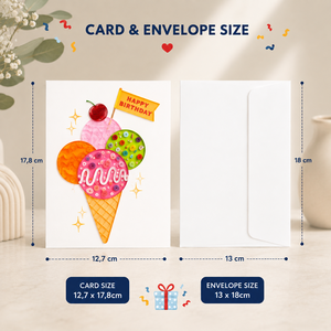 Carte de vœux artisanale personnalisée en quilling, motif crème glacée colorée de luxe, pour anniversaire, élégante carte cadeau en papier, usine OEM/ODM - Product Image 2
