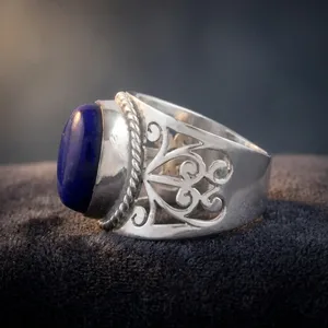 Blue <b>Lapis</b> <b>Lazuli</b> 925 Sterling Silver <b>Ring</b> Handmade Vintage Ethnic Boho Gemstone Statement Jewelry for Women - Product Image 6