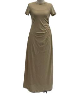 Vestido Midi Acampanado de Punto Elástico Ecológico para Mujer al por Mayor (Poliéster/Spandex) Diseño Personalizado de Cuello de Lazo - Product Image 2