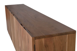 ตู้ข้างไม้สักแท้สไตล์เรโทร ดีไซน์ขอบธรรมชาติ บานประตูขนาดใหญ่ ตู้เก็บของสำหรับห้องนั่งเล่น - Product Image 5