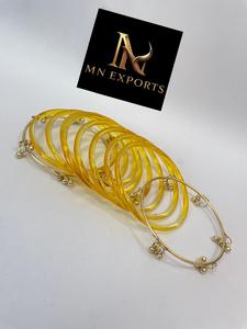 Export Quality MN EXPORTS Silver Plated Lampwork <b>Crystal</b> & Rhinestone Ball Shape Bangles Set Women's Wedding Trendy Style - Product Image 1