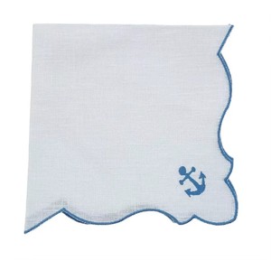 Custom Classic Luxury Washable Reuse Embroidery Anchor <b>Placemats</b> Napkins Sets 100% Linen Blue Edge Mats Home Wedding Events - Product Image 3