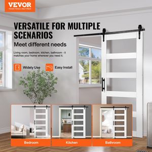 Kit Ferramenta per Porta Scorrevole 8-in-1 con Guida a Pavimento 42'' x 84'' per Porte Scorrevoli in Legno e Vetro - Funzionamento Fluido e Silenzioso - Product Image 2
