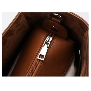 Women's Casual Durable Large Capacity Genuine Leather Tote Bag <b>Shoulder</b> <b>Strap</b> Leather Lining AZORES SPORTS Outdoor Zipper - Product Image 6