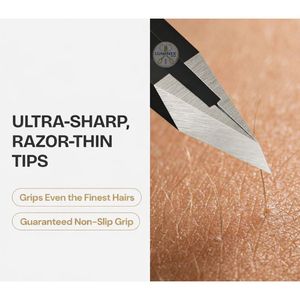 แหนบปลายเฉียงคมกริบสำหรับมืออาชีพ ด้ามจับพลาสติก สำหรับผู้หญิง กำจัดขนบนใบหน้า ผลิตจากเหล็กกล้าไร้สนิมเยอรมัน น้ำหนักเบา สีดำ - Product Image 4