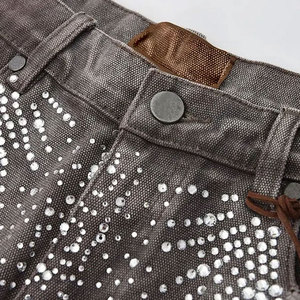 Pantalones Cortos de Lona para Hombre 2026 con Pedrería, Estilo Urbano, Personalizables, Duraderos, Transpirables, Cómodos, Ecológicos, Color Sólido, Última Moda - Product Image 4