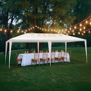 Tenda per Feste all'Aperto 3x6m, Bianca, in Plastica PE Rivestita, Struttura in Ferro, Gazebo per Matrimoni ed Eventi - Product Image 2