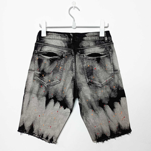 Pantalones Cortos de Mezclilla Desgastados para Hombre, de Algodón y Spandex, con Roturas y Salpicaduras de Pintura, Estilo Urbano, OEM, Venta al por Mayor - Product Image 1