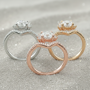 แหวนหมั้นทรงมงกุฎประดับเพชรซันเบิร์สต์ ชุบทองคำสีกุหลาบ พร้อมการติดตั้งแบบ Prong Setting ที่ได้รับการรับรอง - Product Image 5