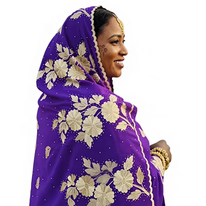 AHE Textiles - Hiyab de Verano de Lujo Estilo Árabe Musulmán, Bordado Floral con Pedrería, de Algodón y Poliéster, Transpirable - Product Image 1