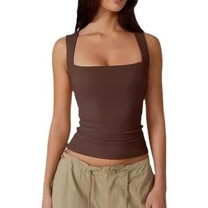 Débardeur décontracté uni pour femme en coton tissé et fibre de bambou, séchage rapide, respirant, écologique, anti-rétrécissement, anti-boulochage - Product Image 5