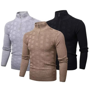 Men's Regular Fit Half <b>Zip</b> Knitted 100% Cotton Crew Neck Casual Winter Wear Regular Length - Product Image 1