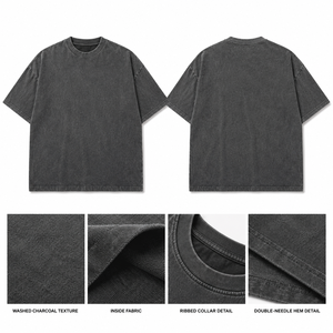 เสื้อยืดโอเวอร์ไซส์ทรงโค้ง ผ้าคอตตอนเจอร์ซีย์เนื้อหนา สีซีดแบบซันเฟด ปักโลโก้ตามสั่ง ผลิตจากโรงงานโดยตรง สำหรับผู้ชาย - Product Image 6