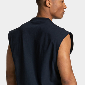 Camiseta sin mangas oversize para hombre al por mayor, de poliéster y algodón, cuello redondo, ajuste relajado, ropa casual de calle para hombre al por mayor - Product Image 4