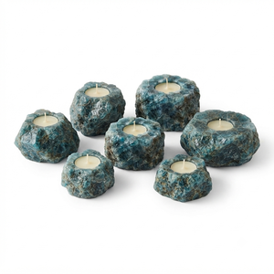 Portavelas de Piedra Natural Tallada a Mano de Apatita, Ágata y Piedras Preciosas, para Sanación, Venta al por Mayor - Product Image 5