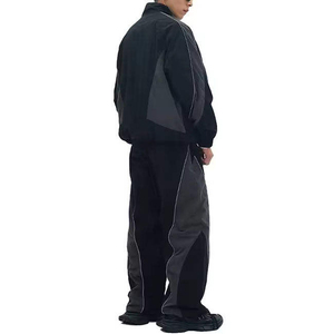 Ensemble coupe-vent décontracté deux pièces pour homme, personnalisé, grande taille, à séchage rapide, en nylon et polyester, style patchwork, vente en gros - Product Image 3