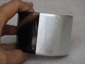 Premium Two Tone Buffalo Horn Cuff <b>Bracelet</b> Wide Open Bangle Polished Smooth Finish Handmade Statement Fashion Jewelry - Product Image 3